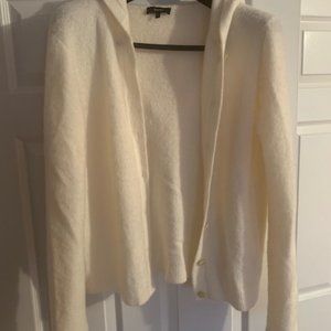 Theory Unique Cream Color Button Up Sweater Hoodie L